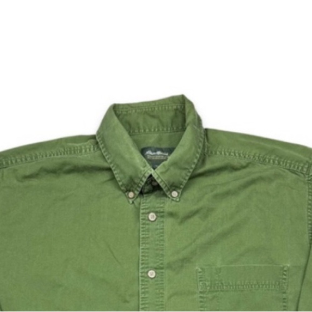 Eddie Bauer Men’s Button Down Shirt Large Long Sleeve Green Outdoor Business